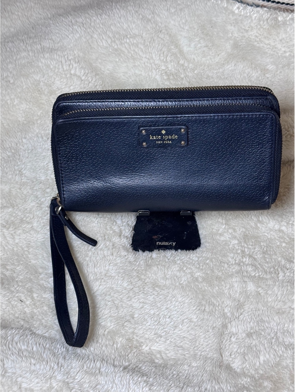 Kate Spade New York Black Leather Double Zip Wristlet Wallet Organizer